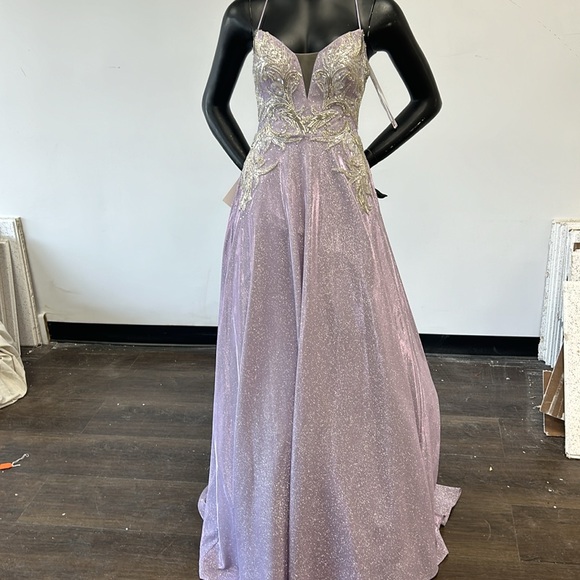 Cecilia Couture 2521 Size 4 Lavender Beaded Ball gown Tie Up Back NWT - Picture 3 of 11